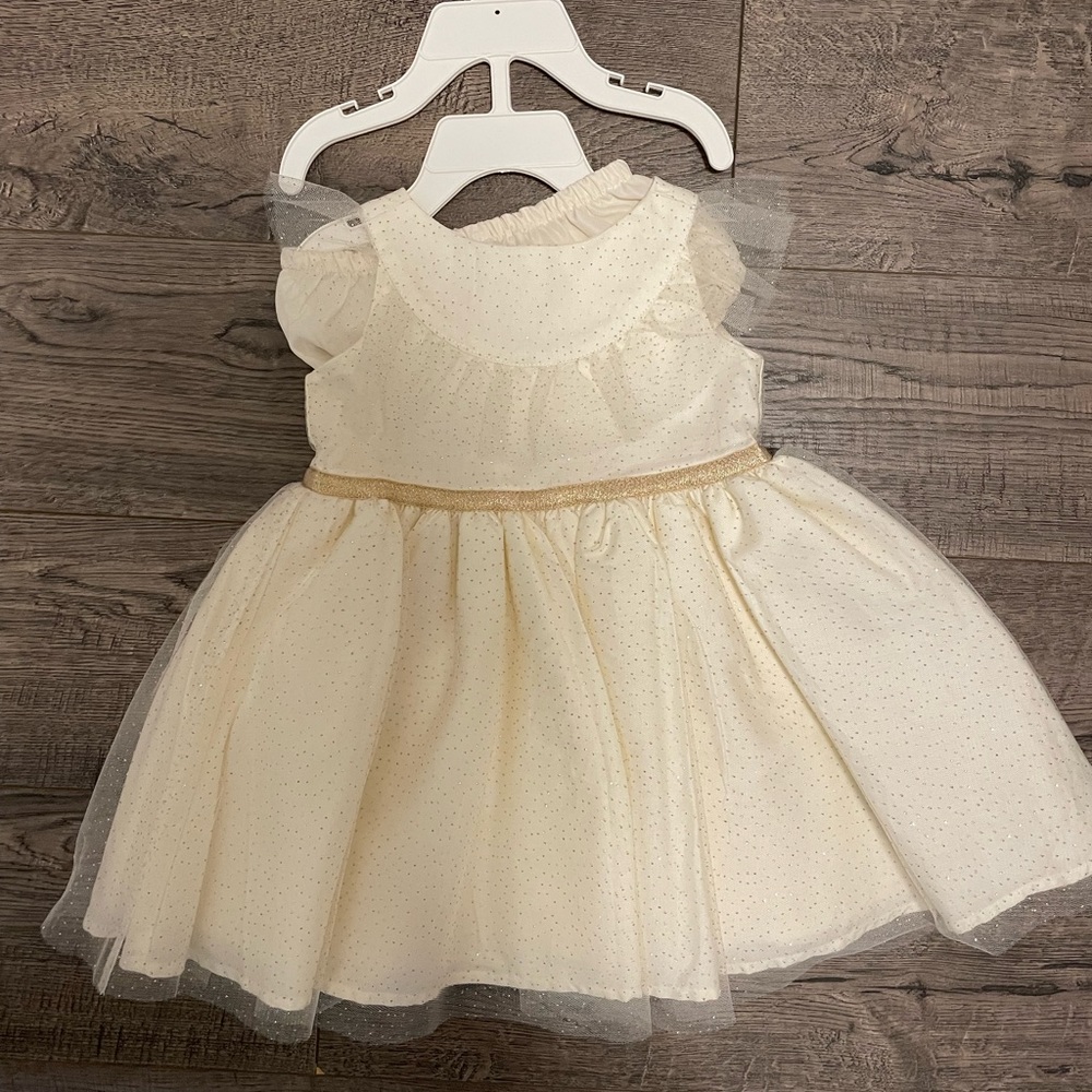 Janie and Jack gold ivory tulle dress size 6-12 months, worn once for photo